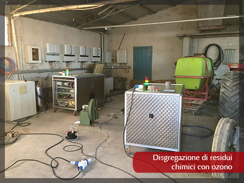 Disgregazione residui chimici con ozono